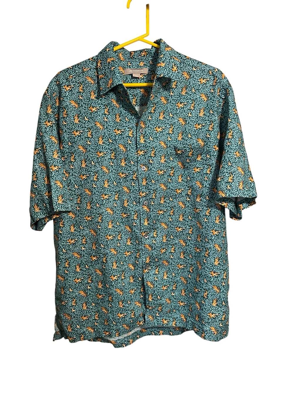 Jim Thompson Linen Shirt XL Monkey Jungle Print Button Up Mens Thailand